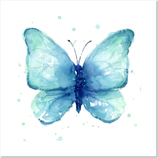 Blue Butterfly Watercolor Posters and Art